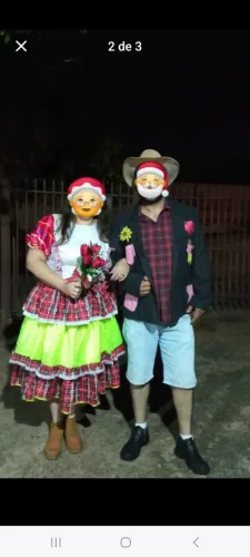 Vestido junino caipira adulto veste até 46