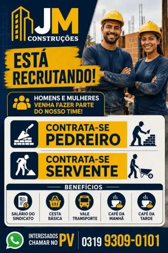 Estamos contratando pedreiro servente