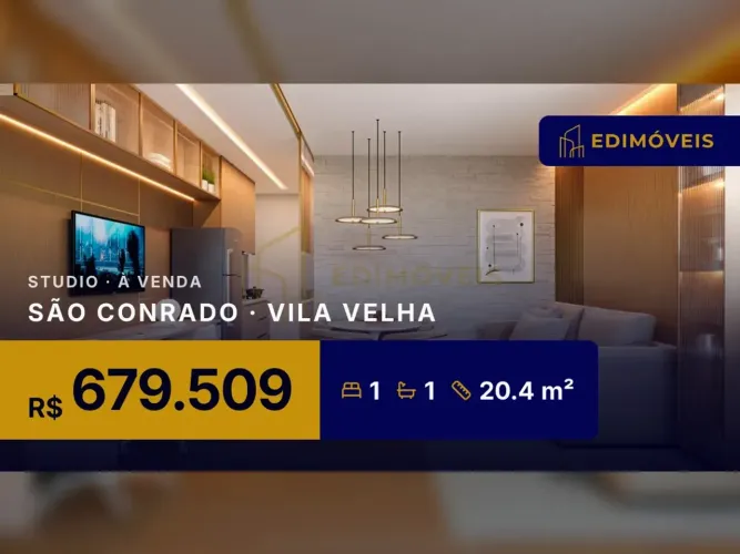 Exclusivo: Studio na quadra do mar em São Conrado, Vila Velha, com alto potencial de locaç