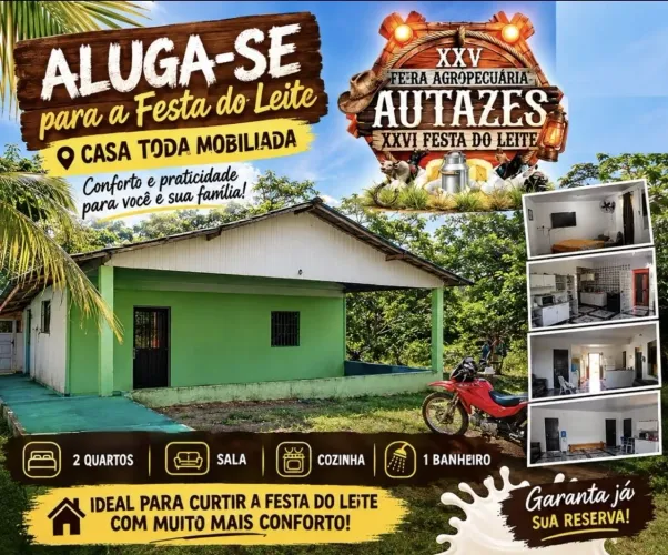 Aluguel de casa para temporada no festival do leite