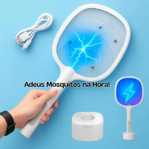 Raquete Elétrica Dobrável Mata Mosquito