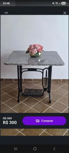 Pé de máquina com pedra de granito
