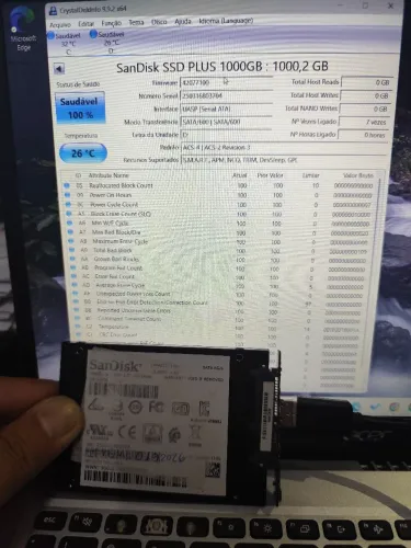 ssd 1tb sata sandisk 0h de uso item novo.
