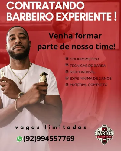 Vaga para barbeiro com experiencia 