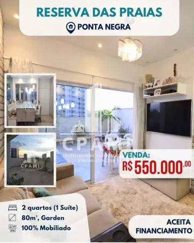 Ponta Negra | Apartamento Mobiliado para VENDA no Cond. Reserva das Praias