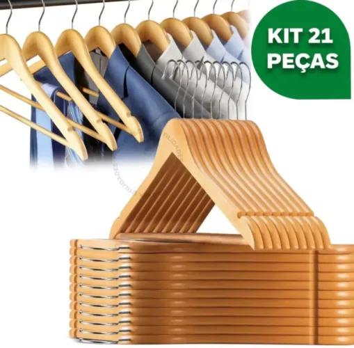 Cabides em Madeira Premium - 21 peças