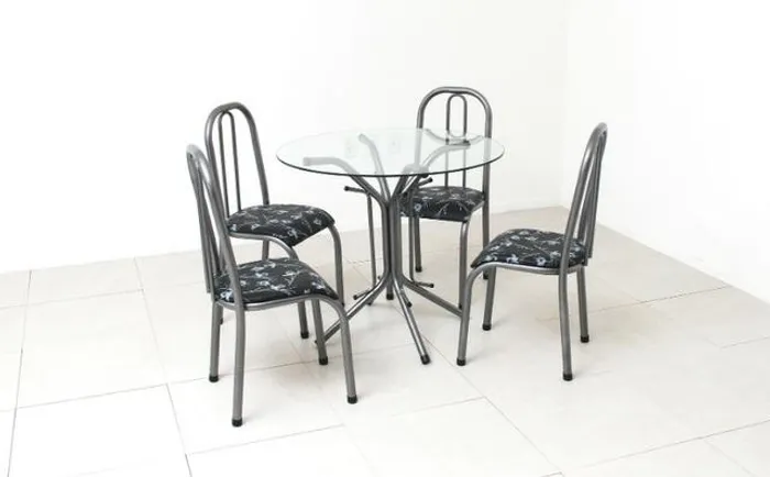 Pratic conjunto de mesa com 4 cadeiras em vidro = Frete + montagem grátis!!!