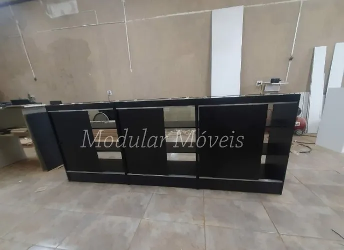 3 Balcões Vitrine Preto com Portas - MDF - Direto da Fábrica