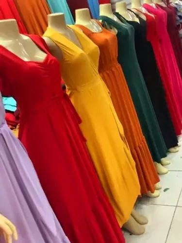 Combo 3 Vestidos Longos Barato Estampado Liso