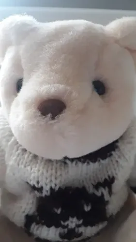 Boneco Urso Pelúcia Excelente Grande 25 cm Sentado - com blusa de lã-seminovo