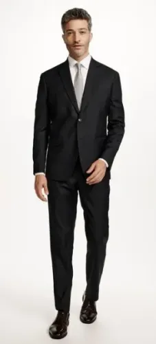 Costume Terno 02 Botões Modelagem Regular Fit Cinza Chumbo - 60 Médio - Vila Romana - NOVO