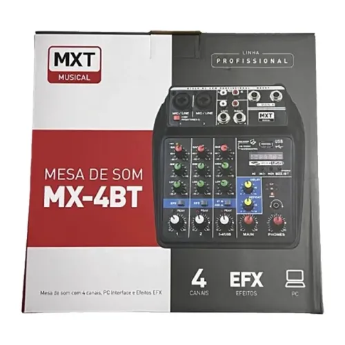 MESA DE SOM DE 4 CANAIS - MODELO: MX-4BT