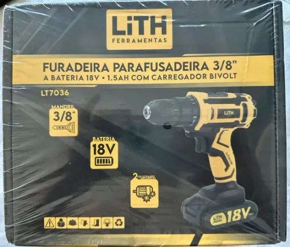 Parafusadeira Furadeira Profissional de 18V 3/8 Pol a Bateria Li-Ion Carregador Bivolt