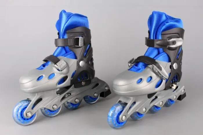 Patins Infantil Roller In Line Ajustável TAM 35 a 38 Azul E Rosa 4 Rodas