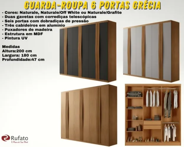 Guarda roupa 6 portas grecia 