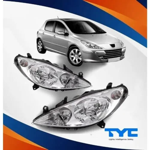 Par do Farol Principal Peugeot 307 Elétrico C/ Auxiliar H1/H1/H7 Marca Tyc Ano: 2001 Até 2