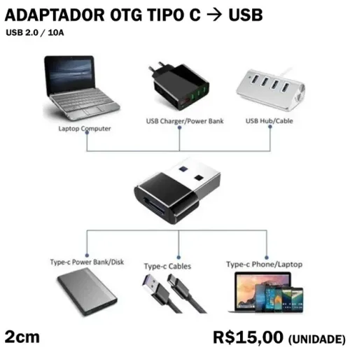 Adaptador USB para OTG Tipo C