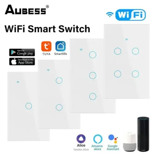Interruptor 2 Botões Inteligente Wi-fi Tuya, Compatível com Alexa