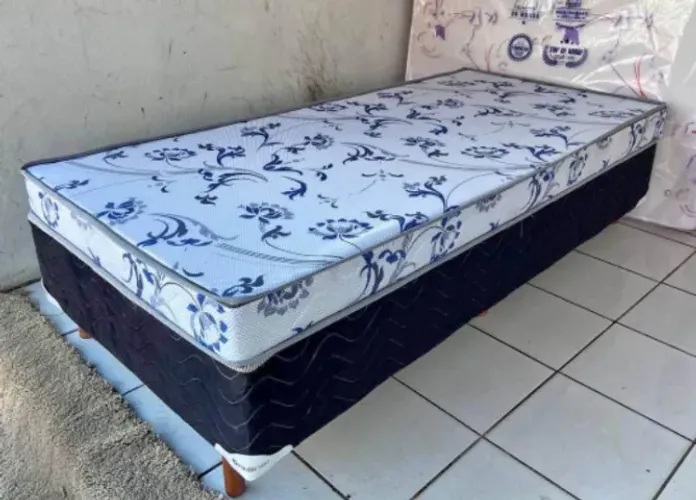 CAMA BOX DE SOLTEIRO, BASE + COLCHÃO