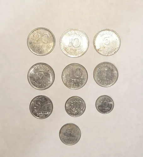 Moedas antigas década de 80 do Brasil 