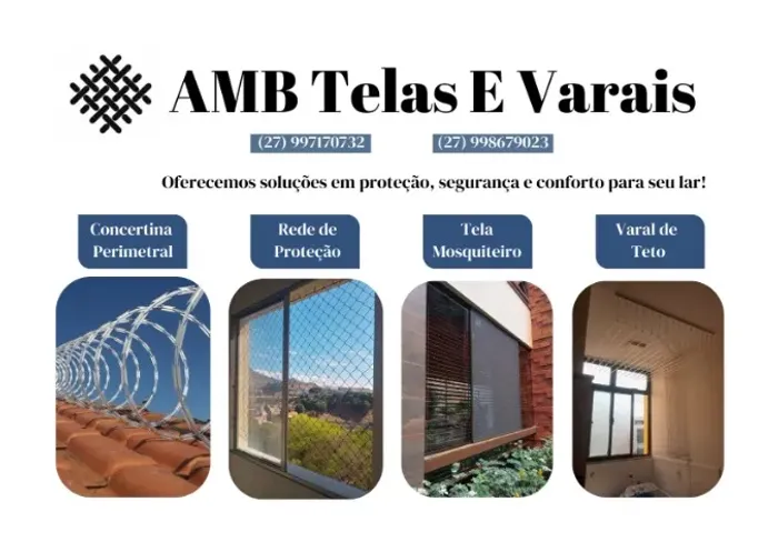 Rede de Proteção, Telas mosquiteiro, Varais de teto e concertinas