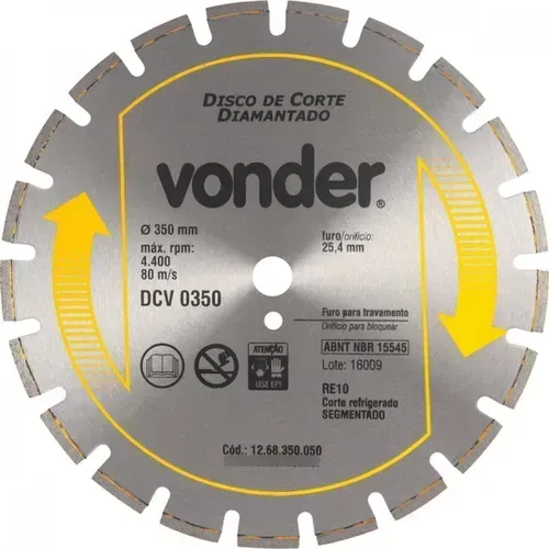 DISCO DIAMANTADO VONDER P/ASFALTO/CONCRETO DCV0350