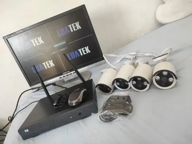 Kit Nvr 4 Cameras Wifi Sem Fio Ip Cftv 100m FHd Infravermelho