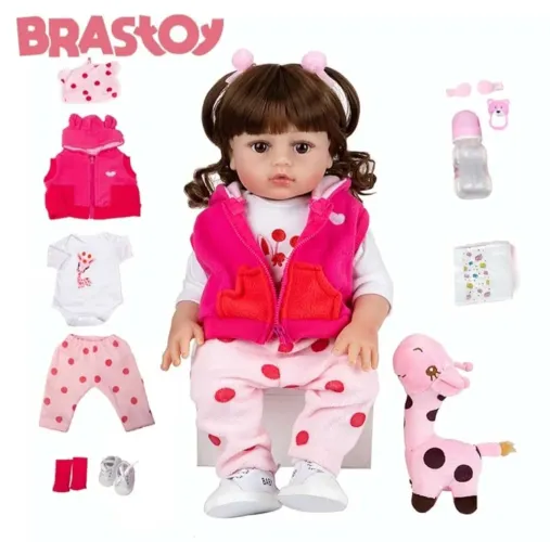 Brastoy Bebê Reborn Bonecas Realista de silicone menina 48 cm