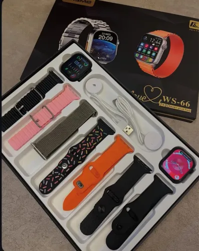 Relógio Smartwatch WS-66 com 7 Pulseiras + Carregadores entregamos