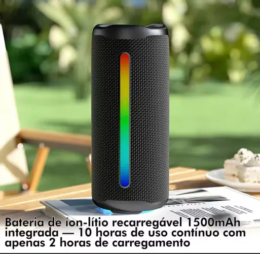Caixa de Som Bluetooth Portátil com LEDs