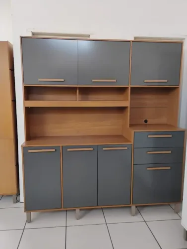 Armário de Cozinha 3 Gavetas e 6 Portas No Preto