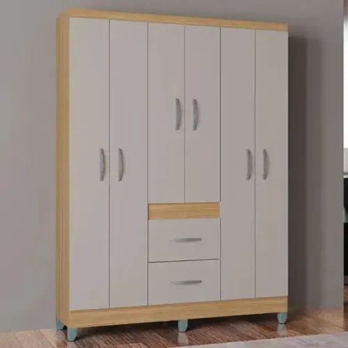 Guarda-Roupa Amadeirado com Portas e Gavetas
