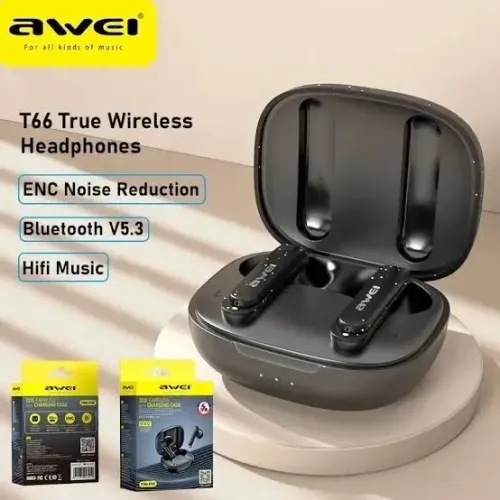 Fones de Ouvido Bluetooth AWEI T66 True Wireless - ENC, HiFi, PROMOÇÃO 
