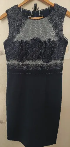 P.a concept vestido tubinho azul com cinza