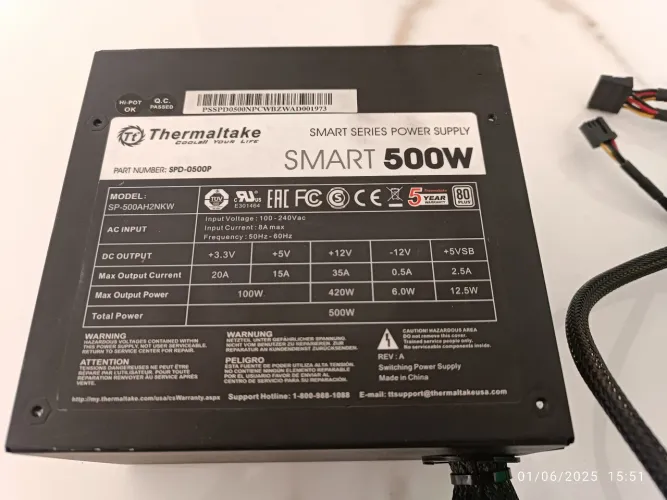 Fonte Thermaltake Smart 500W (Conservada e 100%) para PC