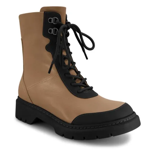 Couro legitimo Bota Feminina Coturno Tratorada usaflex
