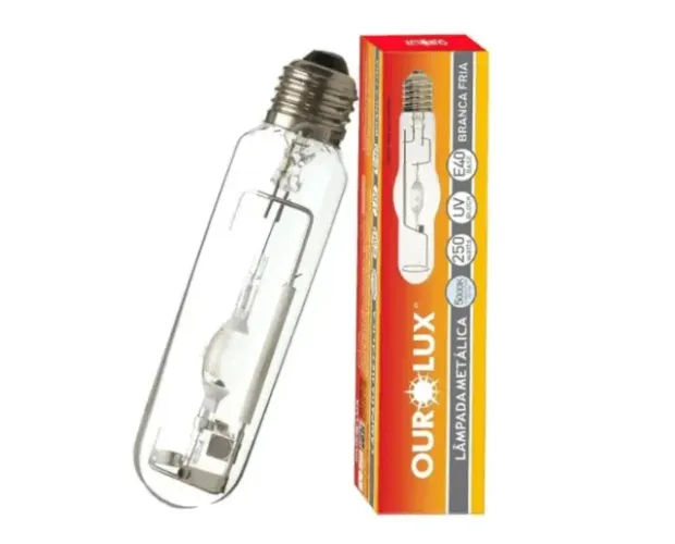 LAMPADA VAPOR METALICO 250W E-40 TUBOLAR 5000K OUROLUX