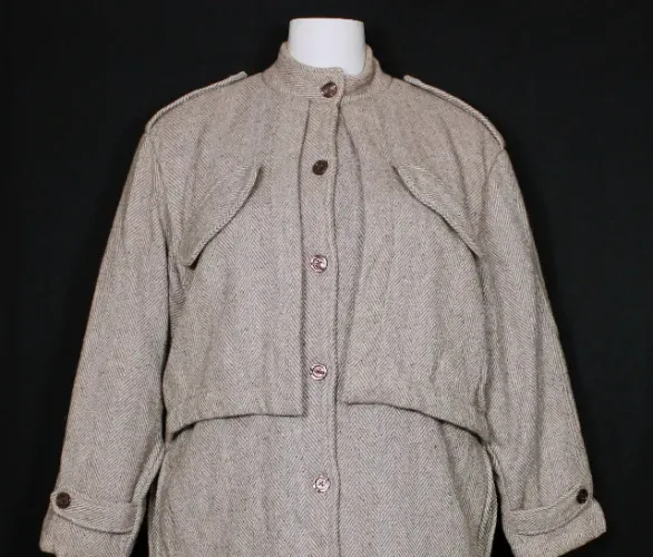 Casaco sobretudo lã batida lilás e cinza vintage - Veste G/GG - Ref. 4444