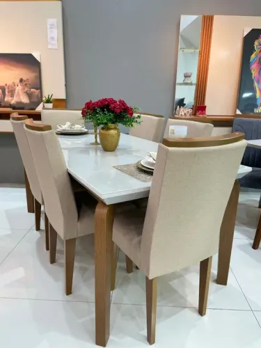 Mesa Jantar Londrina Tampo Copo Off 180×90 6 Cadeiras- Produto Novo Entrega Rápida