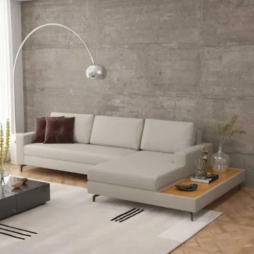 Sofá Milão em Linho 288cm Chaise Direito e Deck Loft Novo Fazemos Entrega