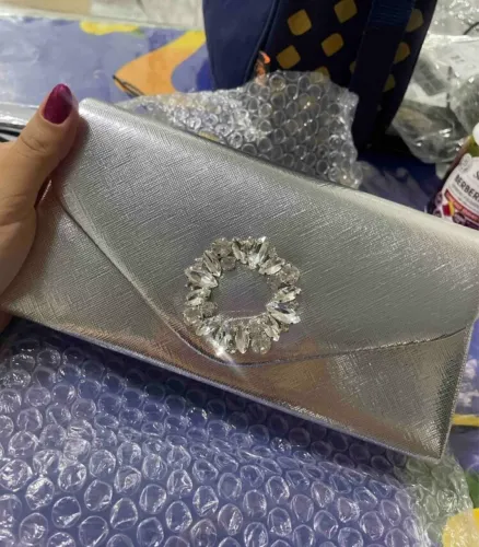bolsa clutch prateada festas/casamento/formatura 