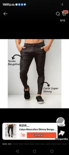 Calça Masculina Skinny Bengaline Alfaiataria Social TAMANHO G, PRODUTO NOVO
