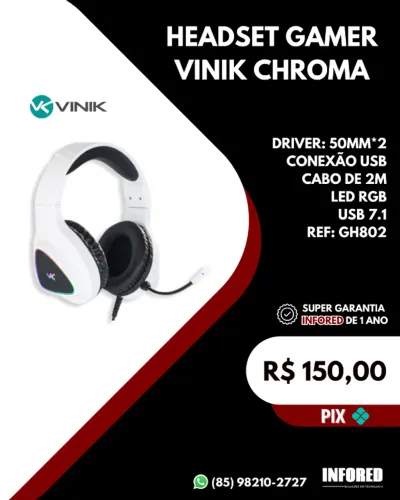 Headset gamer Vinik Chroma GH802