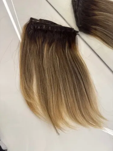 Mega Hair Natural - Loiro Claro com Mechas - 100% Humano