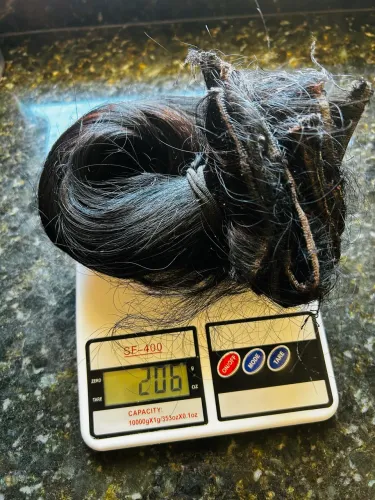 Cabelo humano telado 206 gramas 33 cm