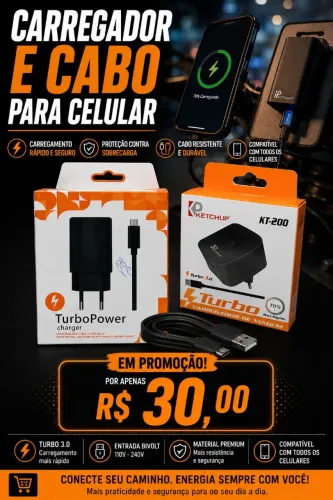 Carregador e cabos para celular