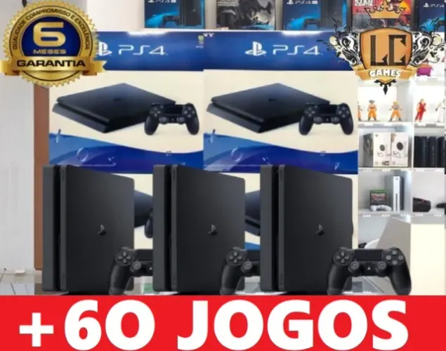 PS4 SLIM 5OOGB COM: 6O JOGOS + O6 MESES GARANTIA + BRINDES ( LOJA FISICA BH )