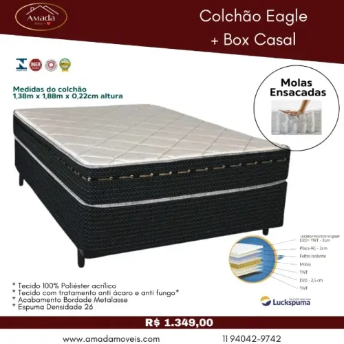 Colchão Eagle +Box casal, a pronta entrega 