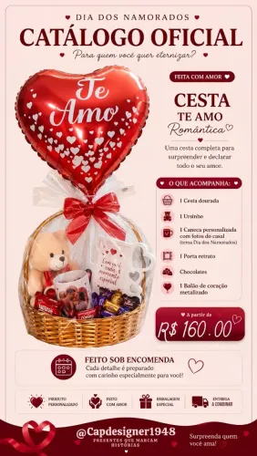 Cesta para dia dos namorados com caneca personalizada e muito mais