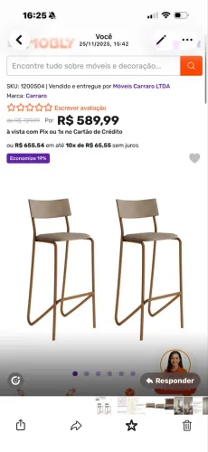 Banquetas Altas Carraro - Conjunto com 2 unidades
